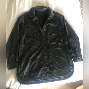 Zara Black Leather Button Down